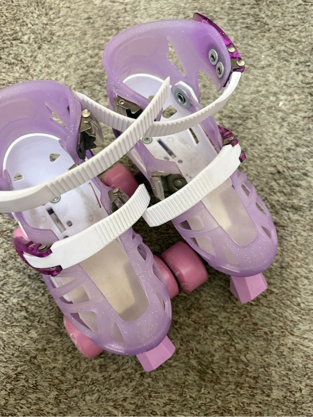 Girls' Pink & Purple Adjustable Quad Roller Skates -training skates